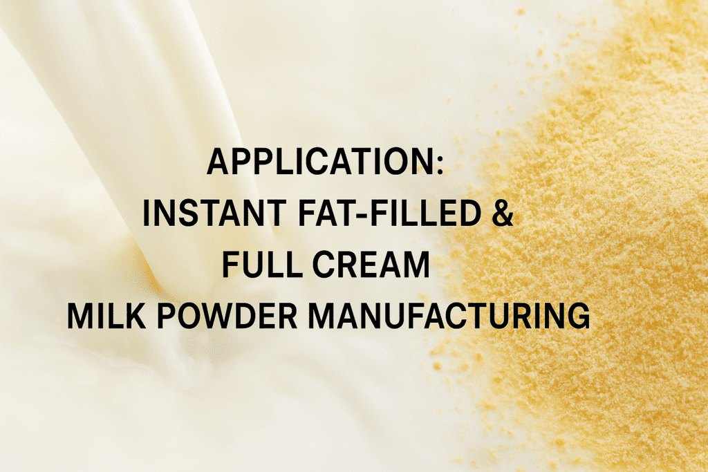 Milk pours beside powdered milk, highlighting industrial powder mixer machines for instant and full cream milk production.